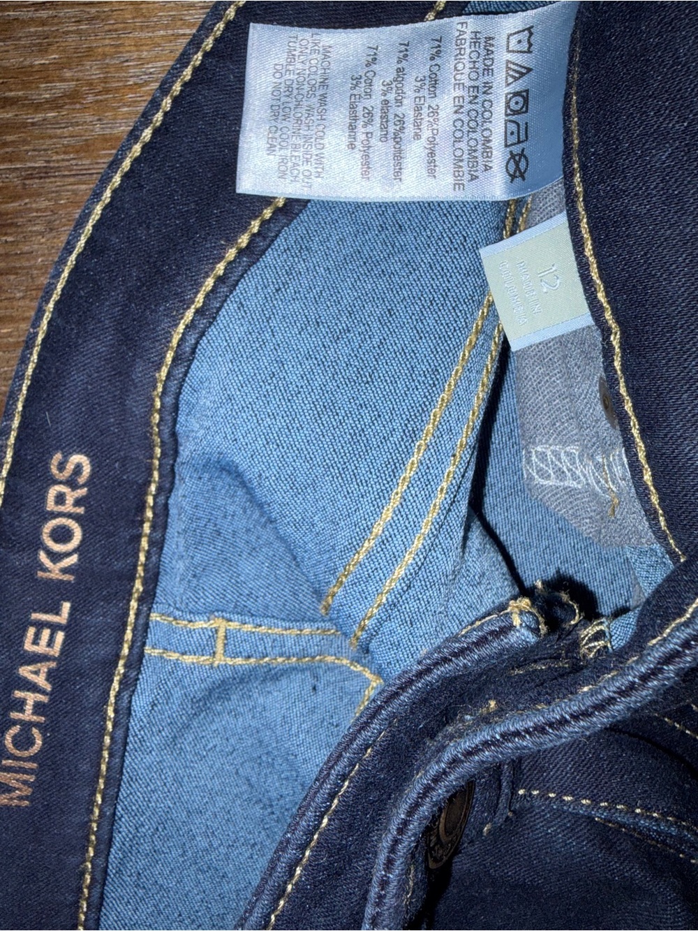 Michael Kors Women’s Dark Blue Skinny Jeans with Gold Stitching